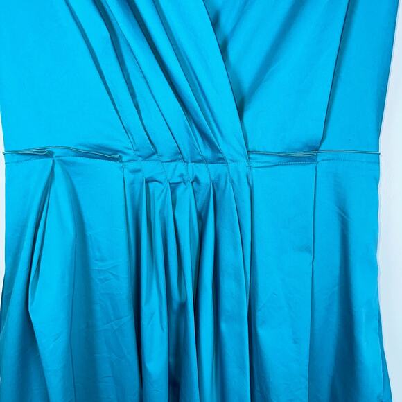Max Mara Weekend Dress 12 Blue Vertice Side Zip Pockets Fit & Flare NWT! Classic - Picture 4 of 12